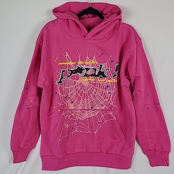 NEW Sp5der Worldwide × Young Thug Sp5der Pink Hoodie Size Medium - Picture 1 of 7